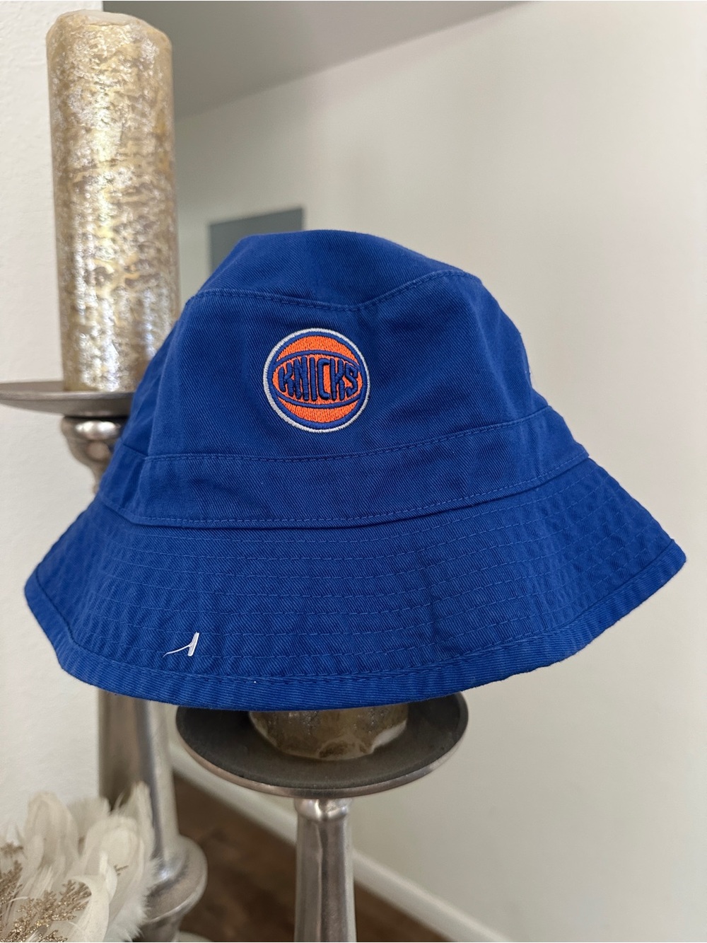 Mitchell & Ness Blue and Gray Bucket Hat with Knicks Patch